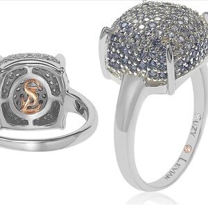 Authentic Suzy Levian Sterling Silver Sapphire and Diamond Ball-Top Ring